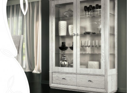 Luxus Schaufenster Vitrine Vitrinen Glas Schrank Modern Holz Grau Regal Möbel